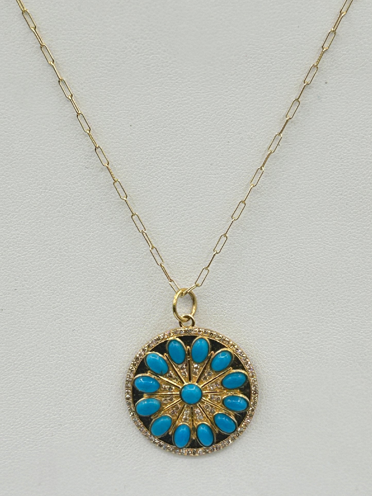 Round 14k Solid Gold Diamond Pendants
