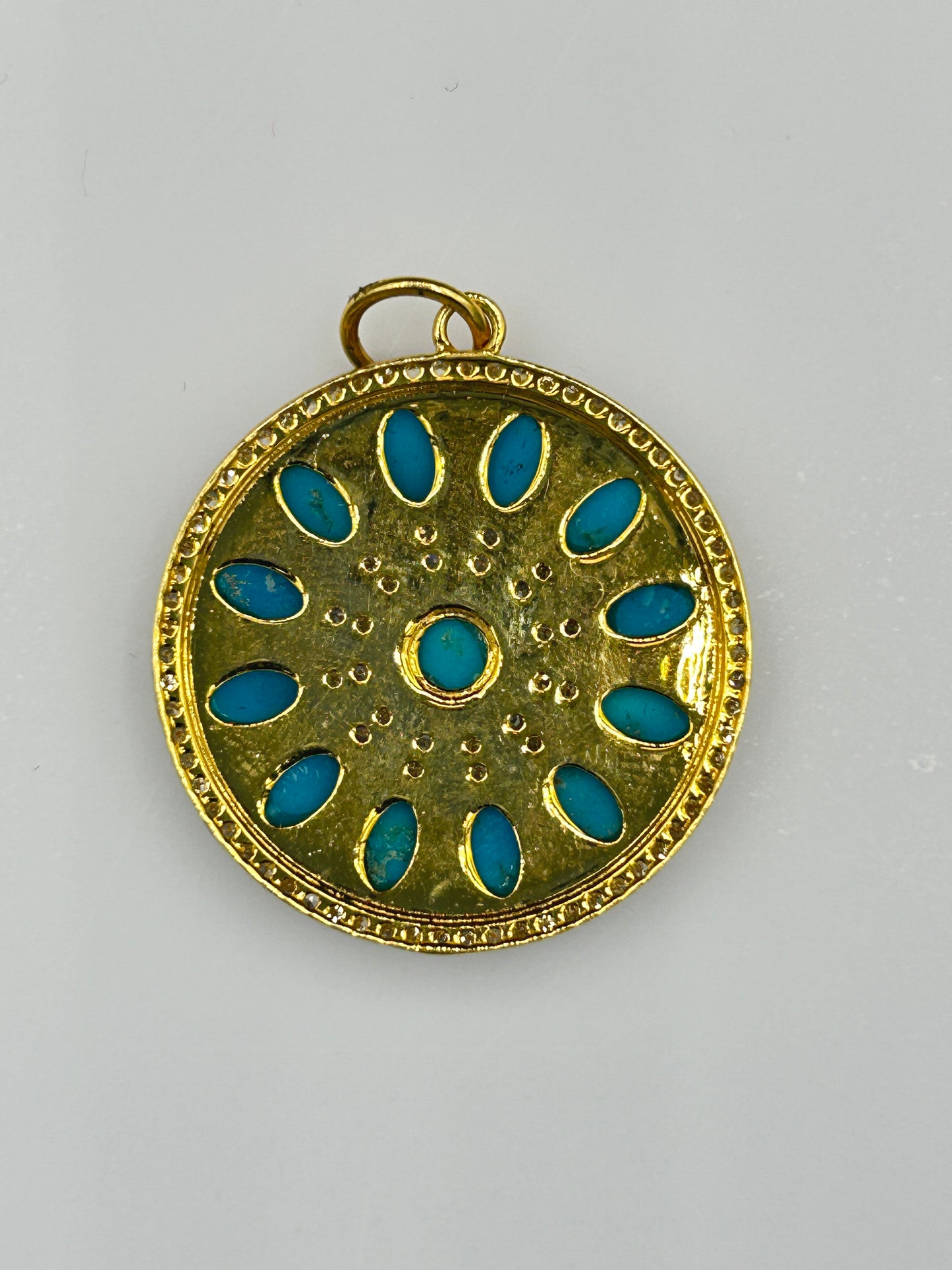 Round 14k Solid Gold Diamond Pendants
