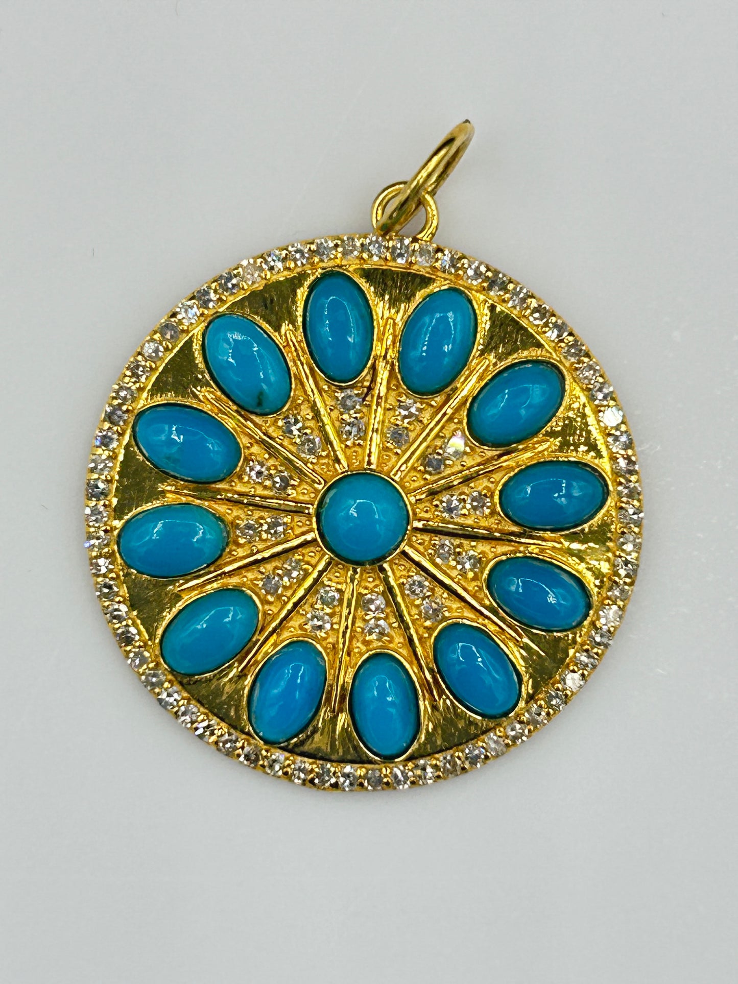 Round 14k Solid Gold Diamond Pendants