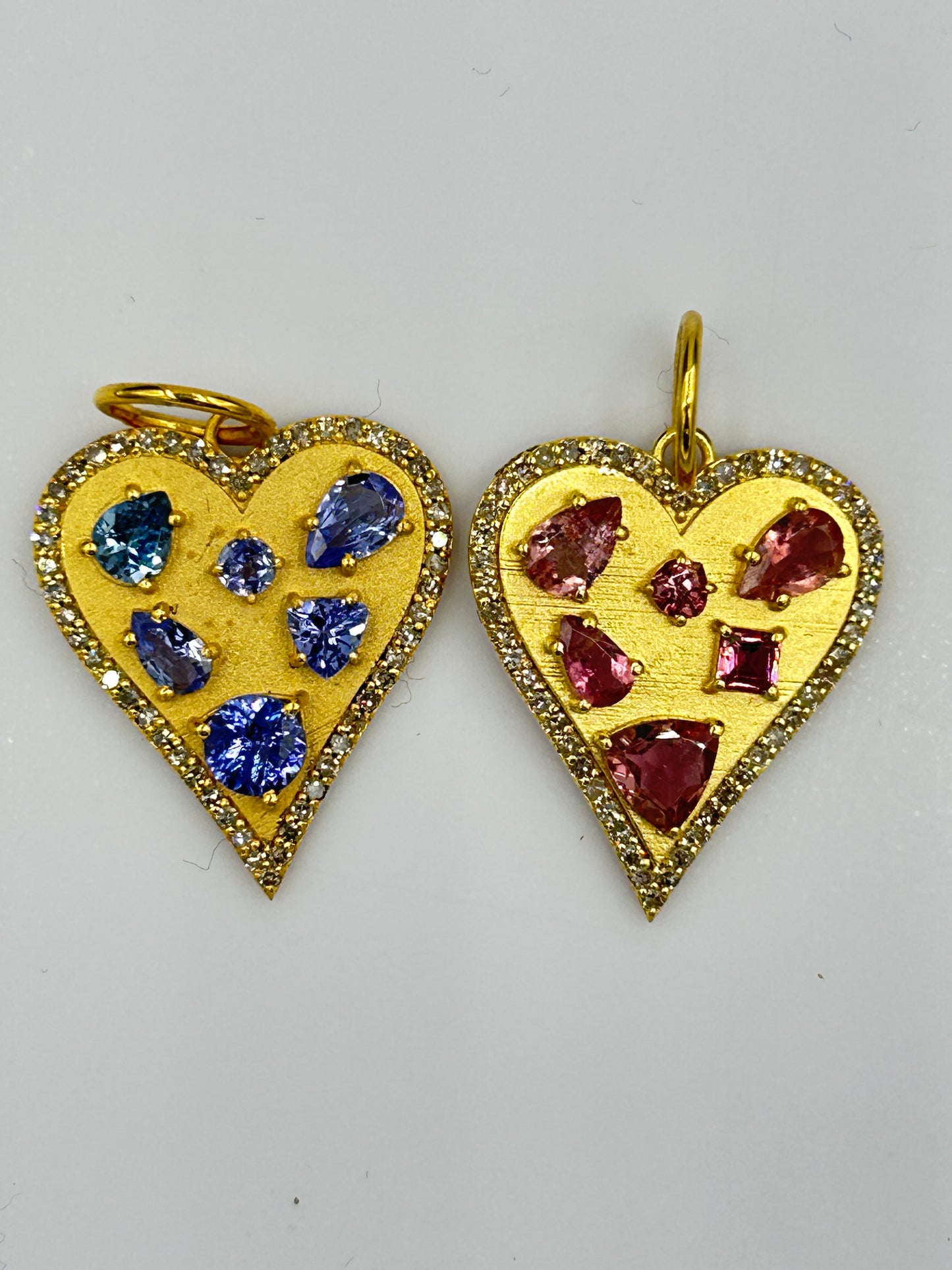 Heart 14k Solid Gold Diamond Pendants.