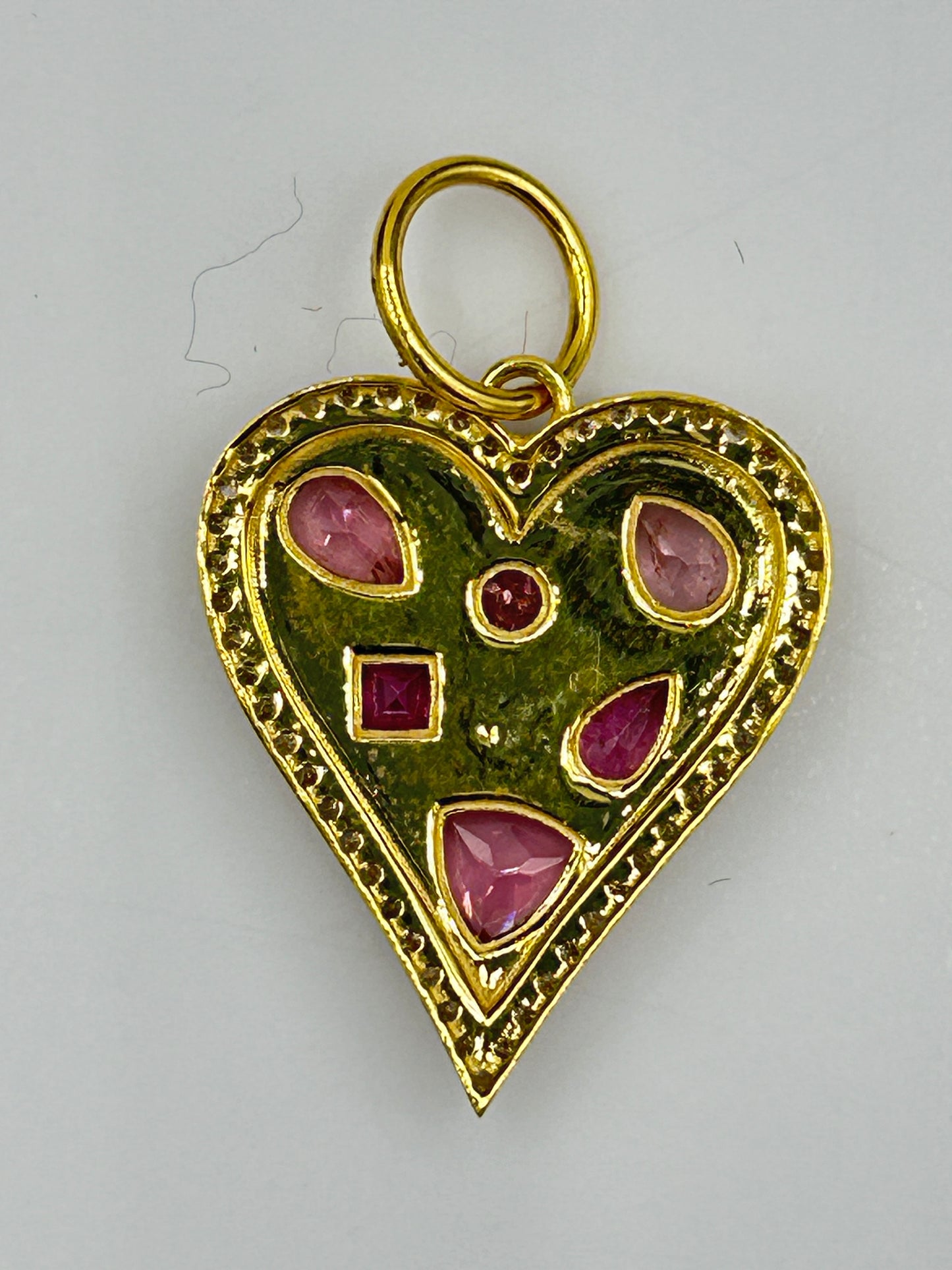 Heart 14k Solid Gold Diamond Pendants.