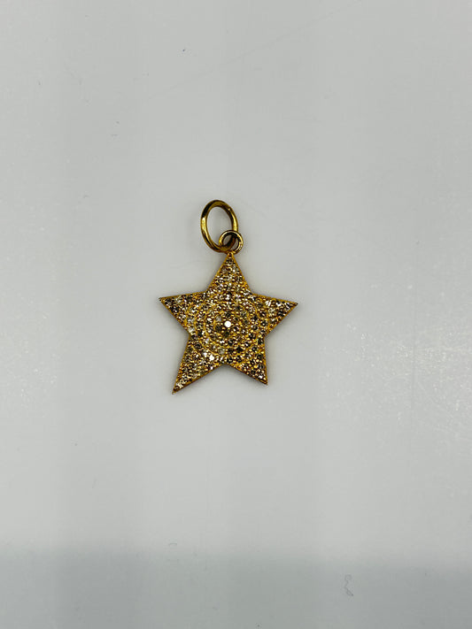 Star 14k Solid Gold Diamond Pendants