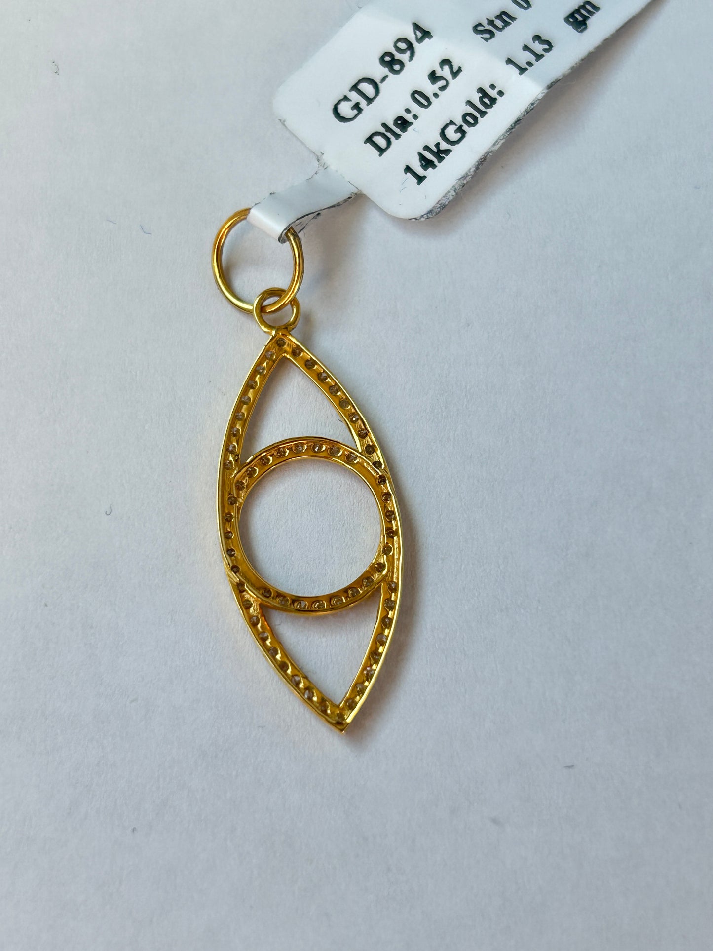 Evil Eye 14k Solid Gold Diamond Pendants