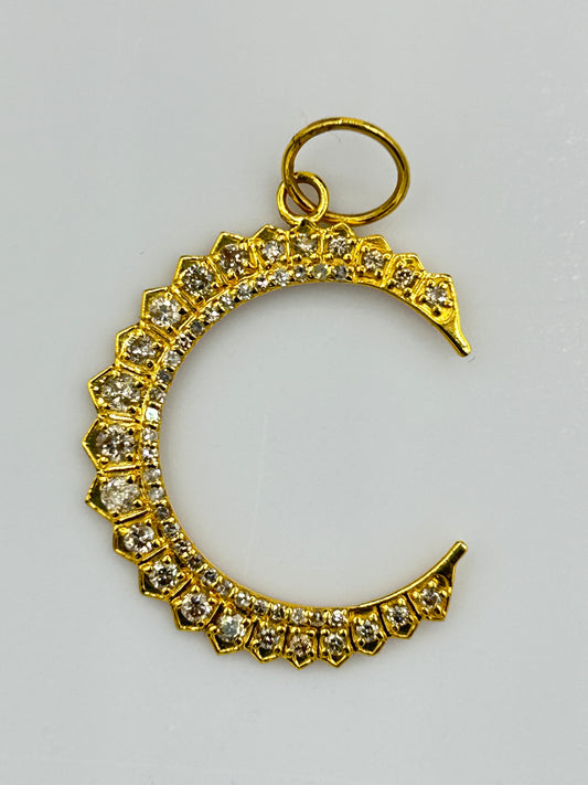 Moon 14k Solid Gold Diamond Pendants