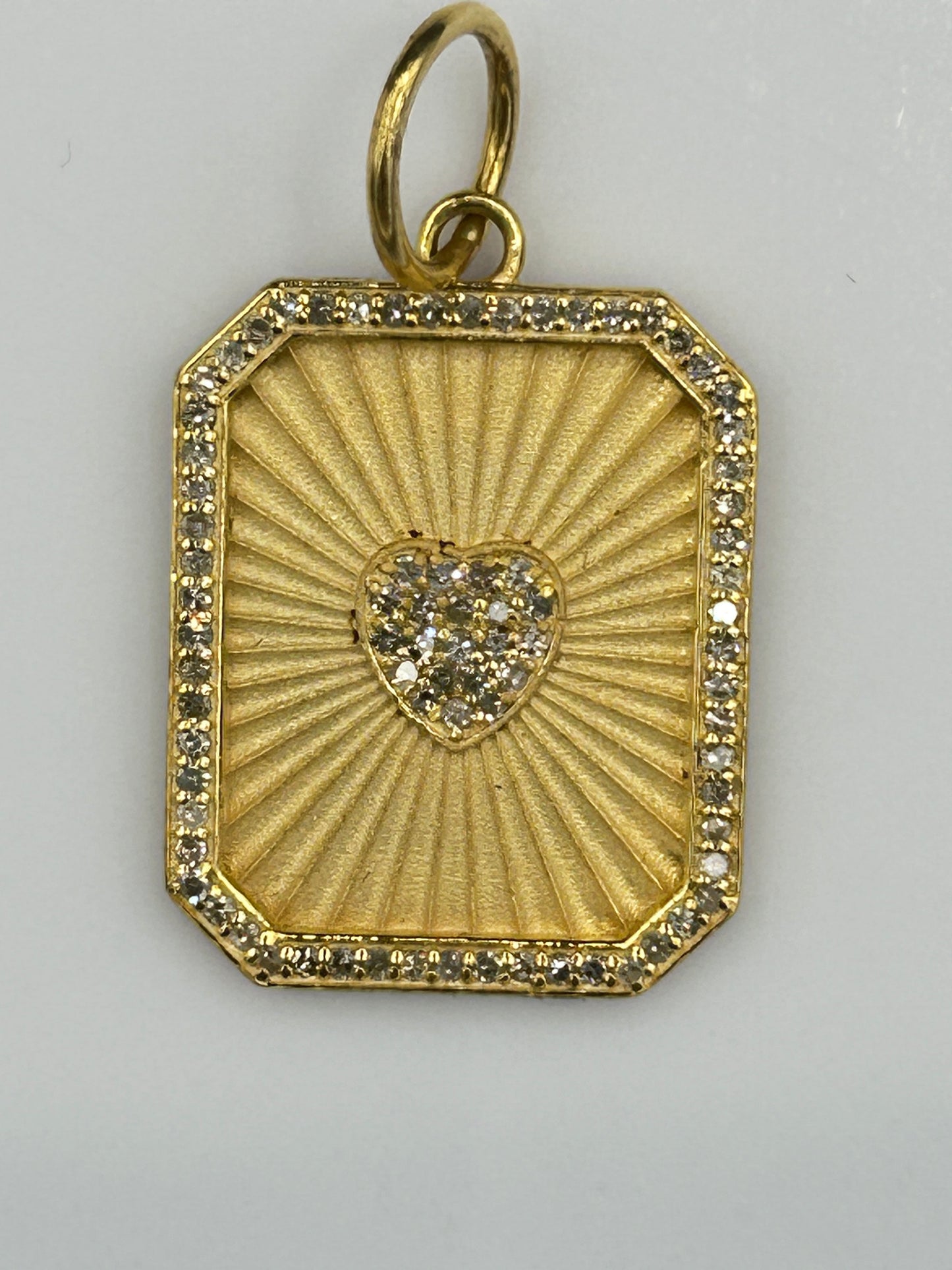 Rectangle Heart 14k Solid Gold Diamond Pendants
