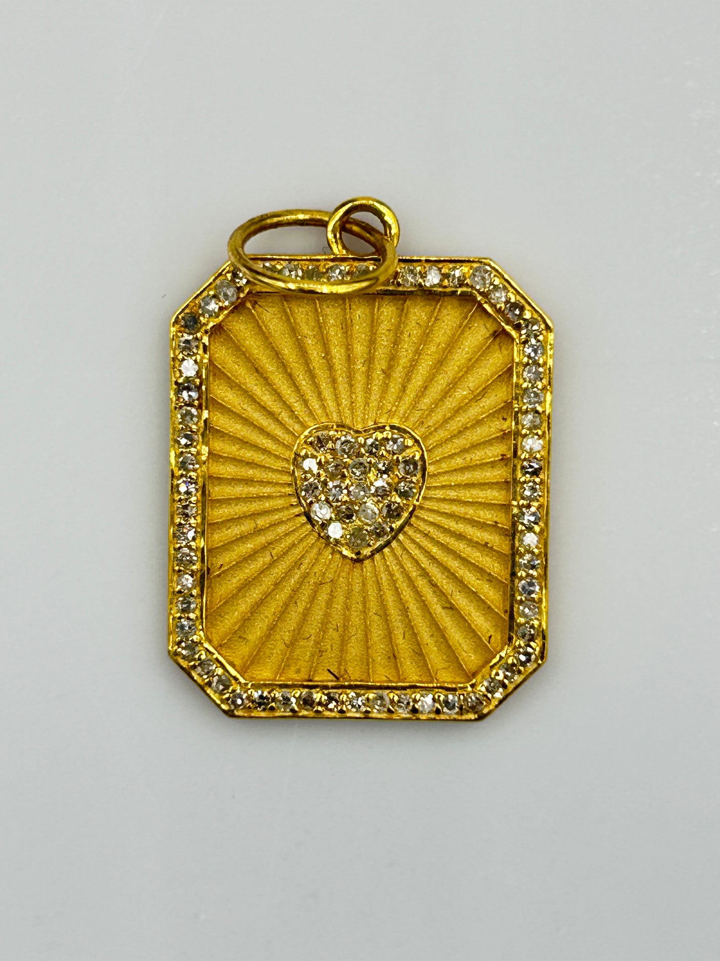 Rectangle Heart 14k Solid Gold Diamond Pendants