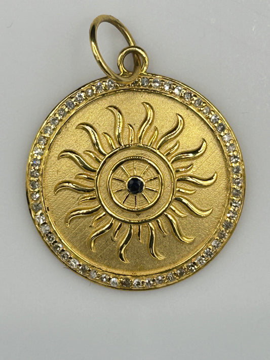 Round 14k Solid Gold Diamond Pendants