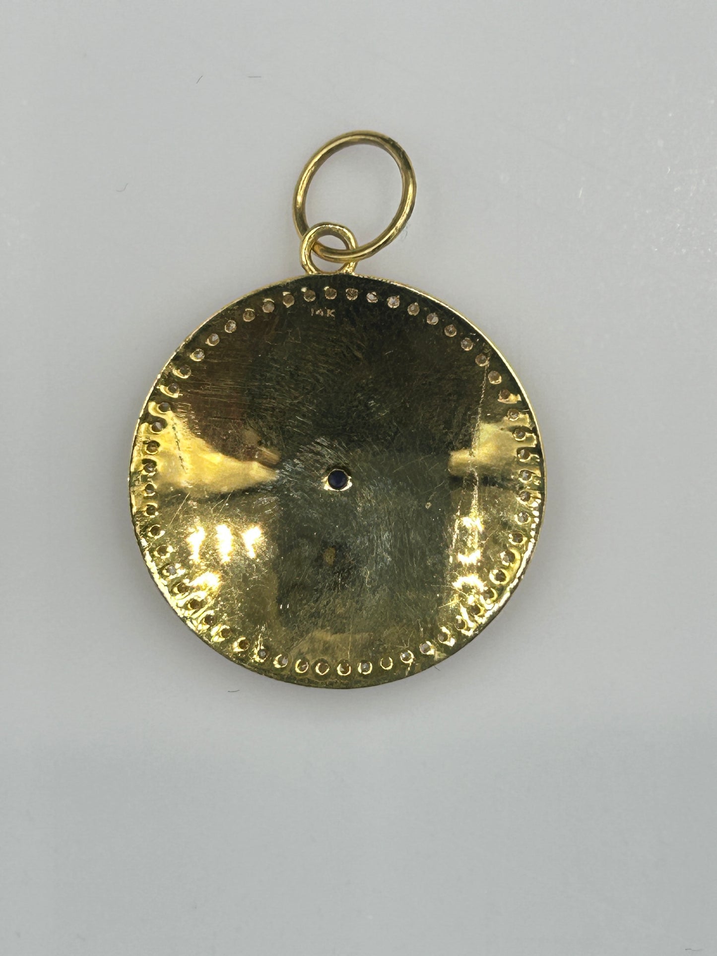 Round 14k Solid Gold Diamond Pendants