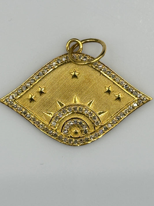 Evil Eye 14k Solid Gold Diamond Pendants