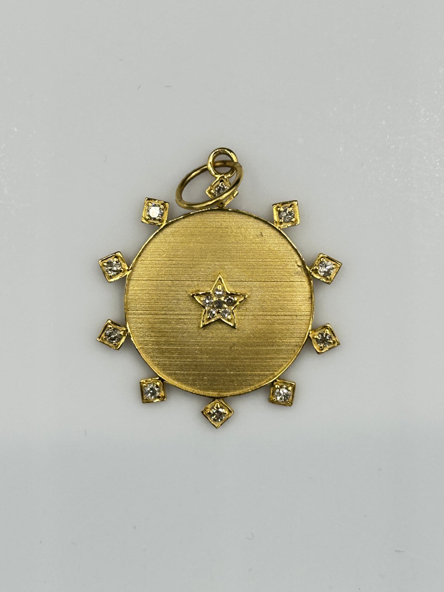 Round 14k Solid Gold Diamond Pendants