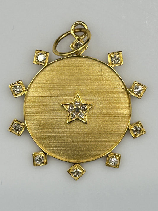 Round 14k Solid Gold Diamond Pendants