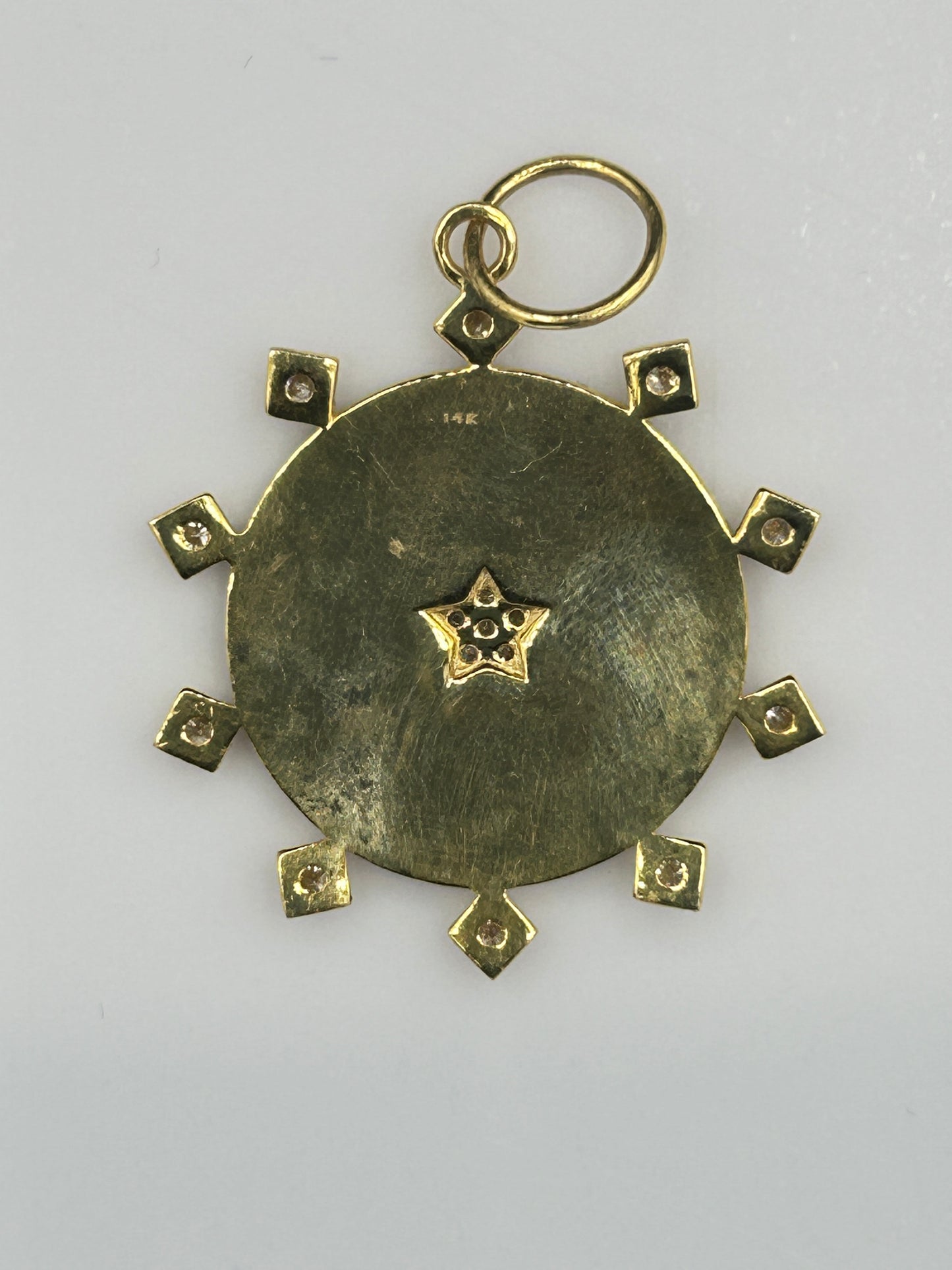 Round 14k Solid Gold Diamond Pendants