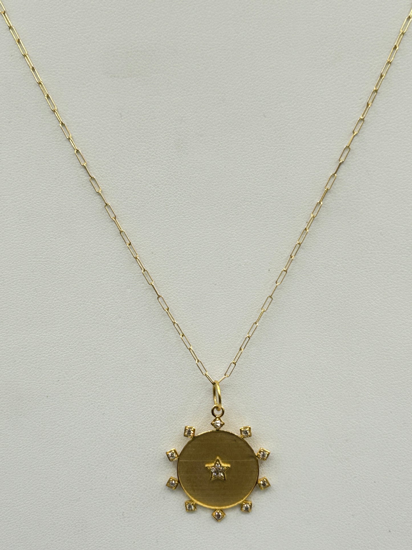 Round 14k Solid Gold Diamond Pendants