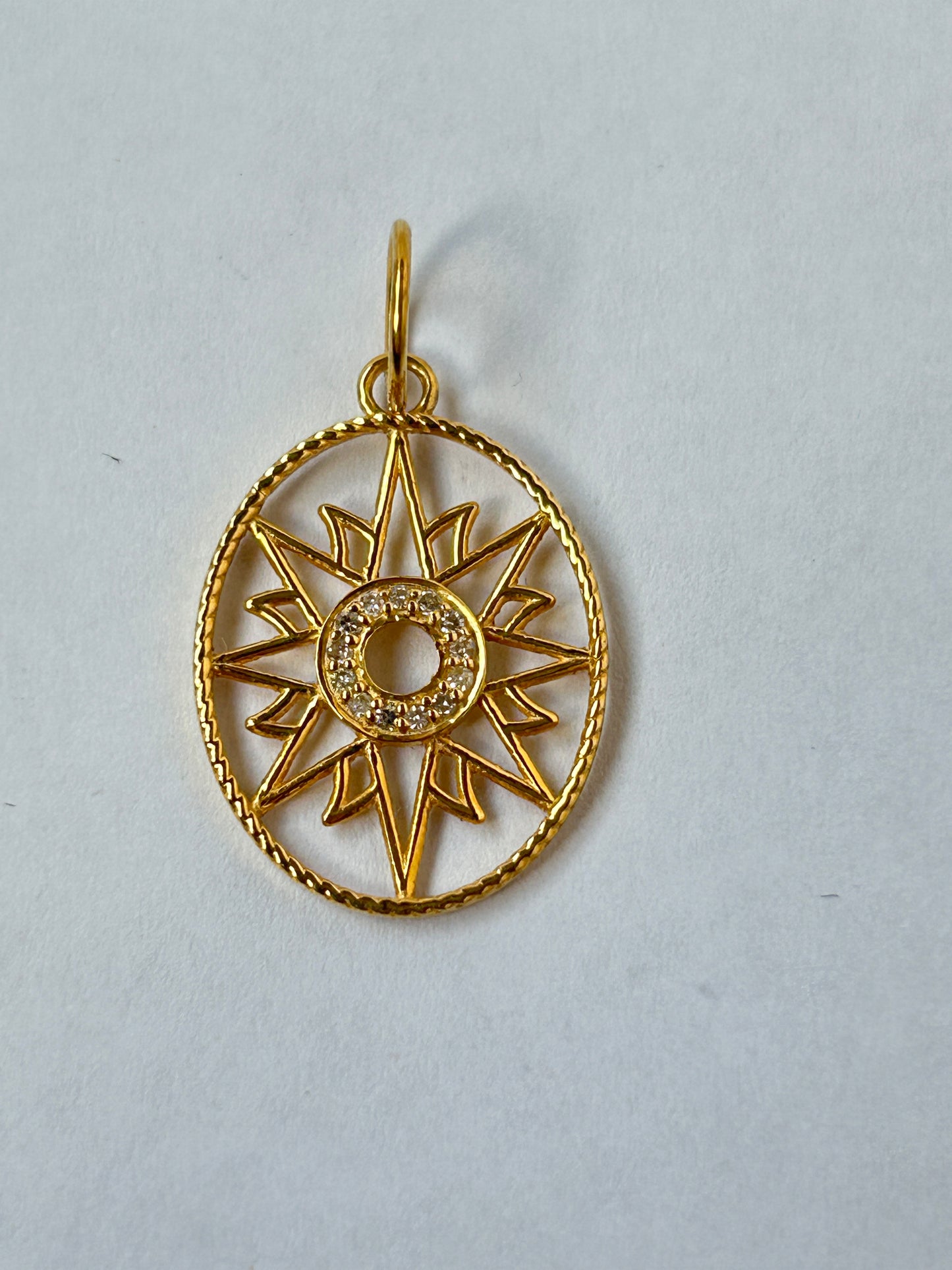 Oval14k Solid Gold Diamond Pendants