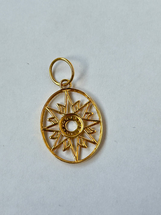 Oval14k Solid Gold Diamond Pendants