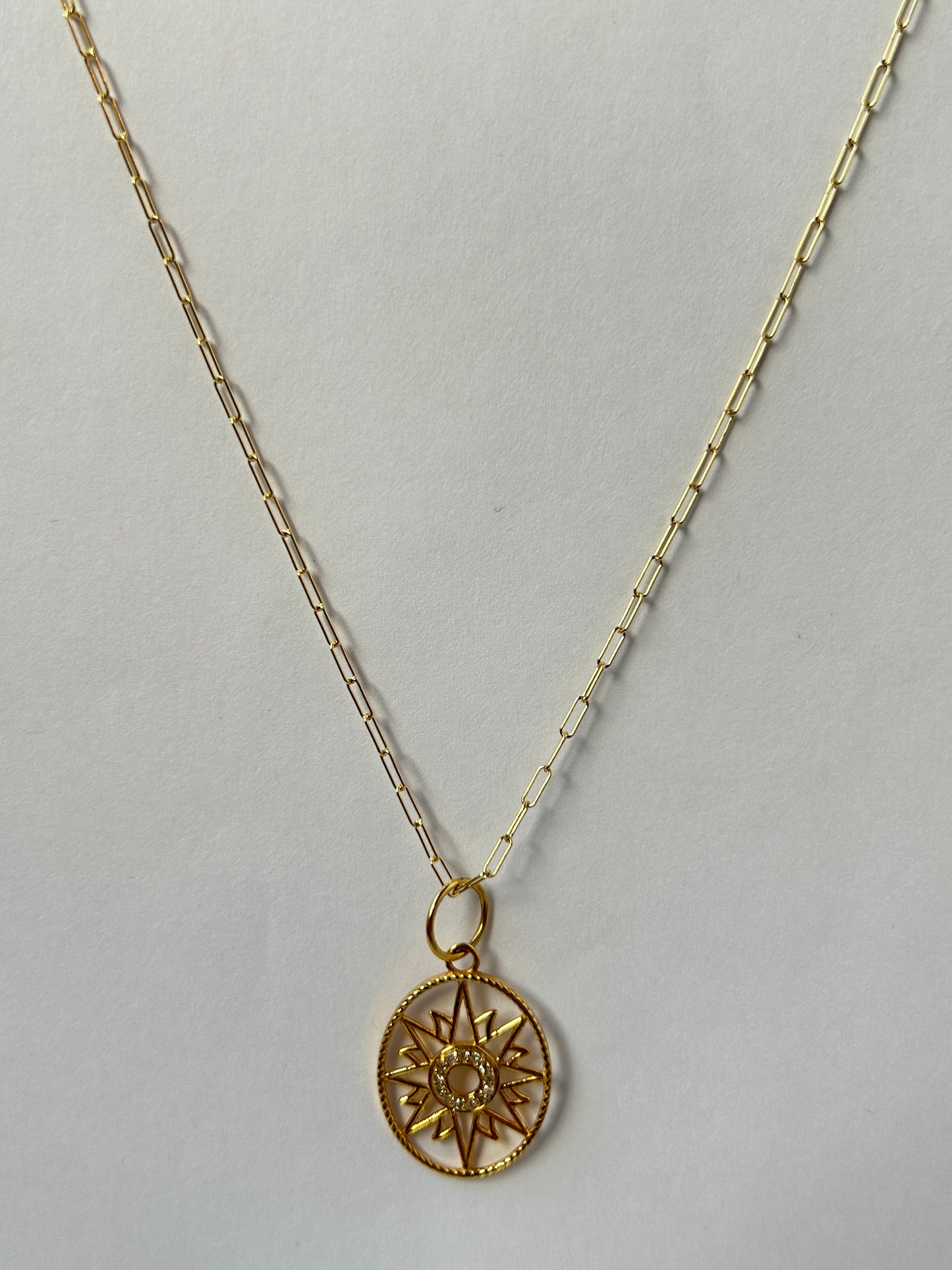Oval14k Solid Gold Diamond Pendants