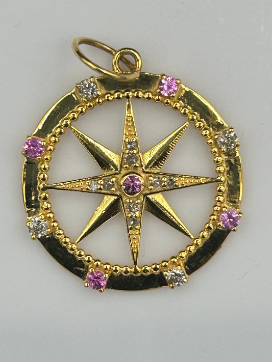 Star 14k Solid Gold Diamond Pendants