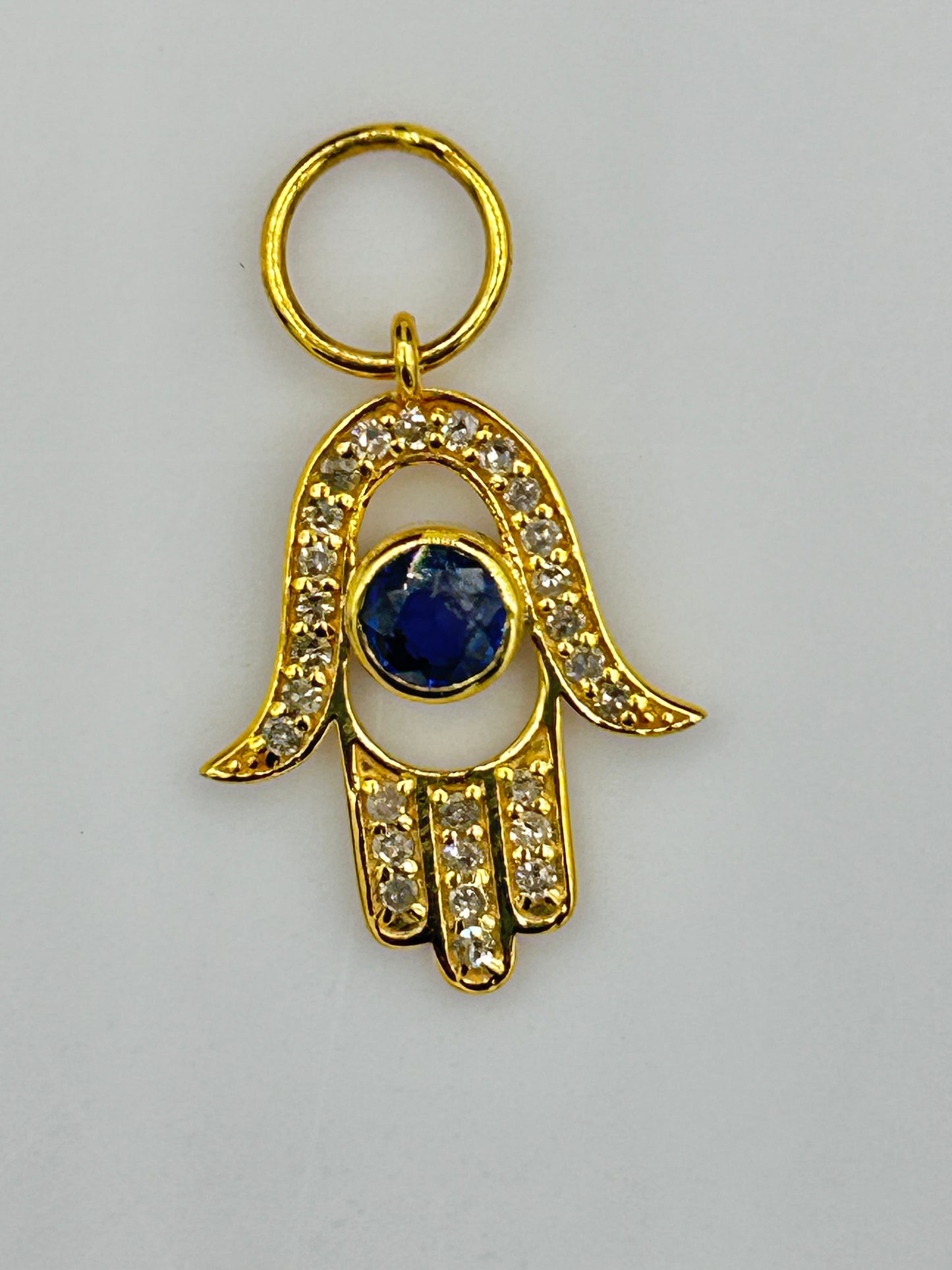 Hamsa Hand 14k Solid Gold Diamond Pendants