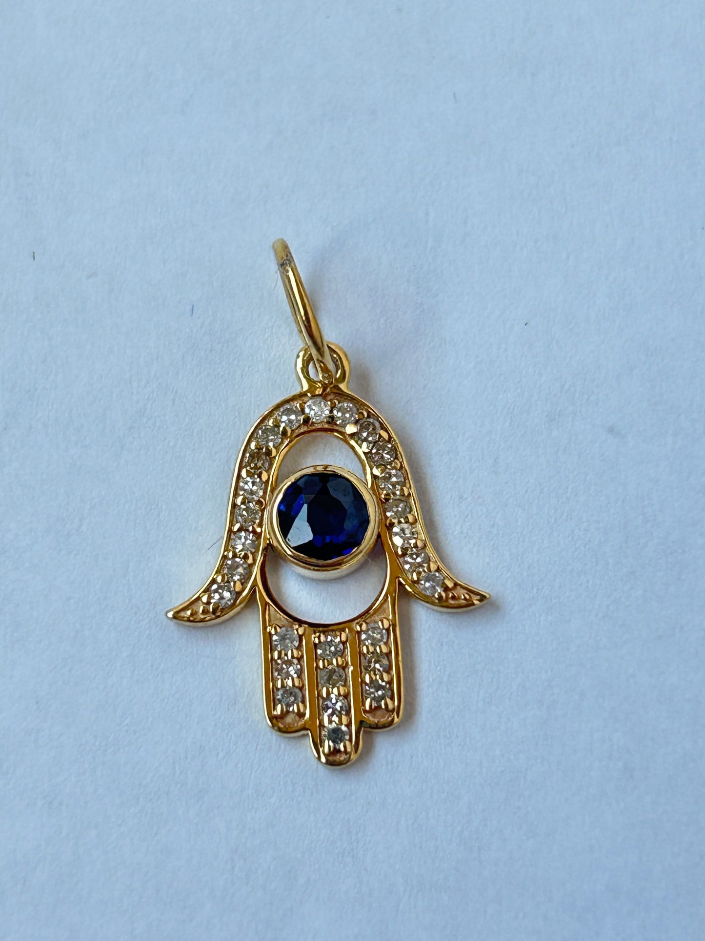 Hamsa Hand 14k Solid Gold Diamond Pendants