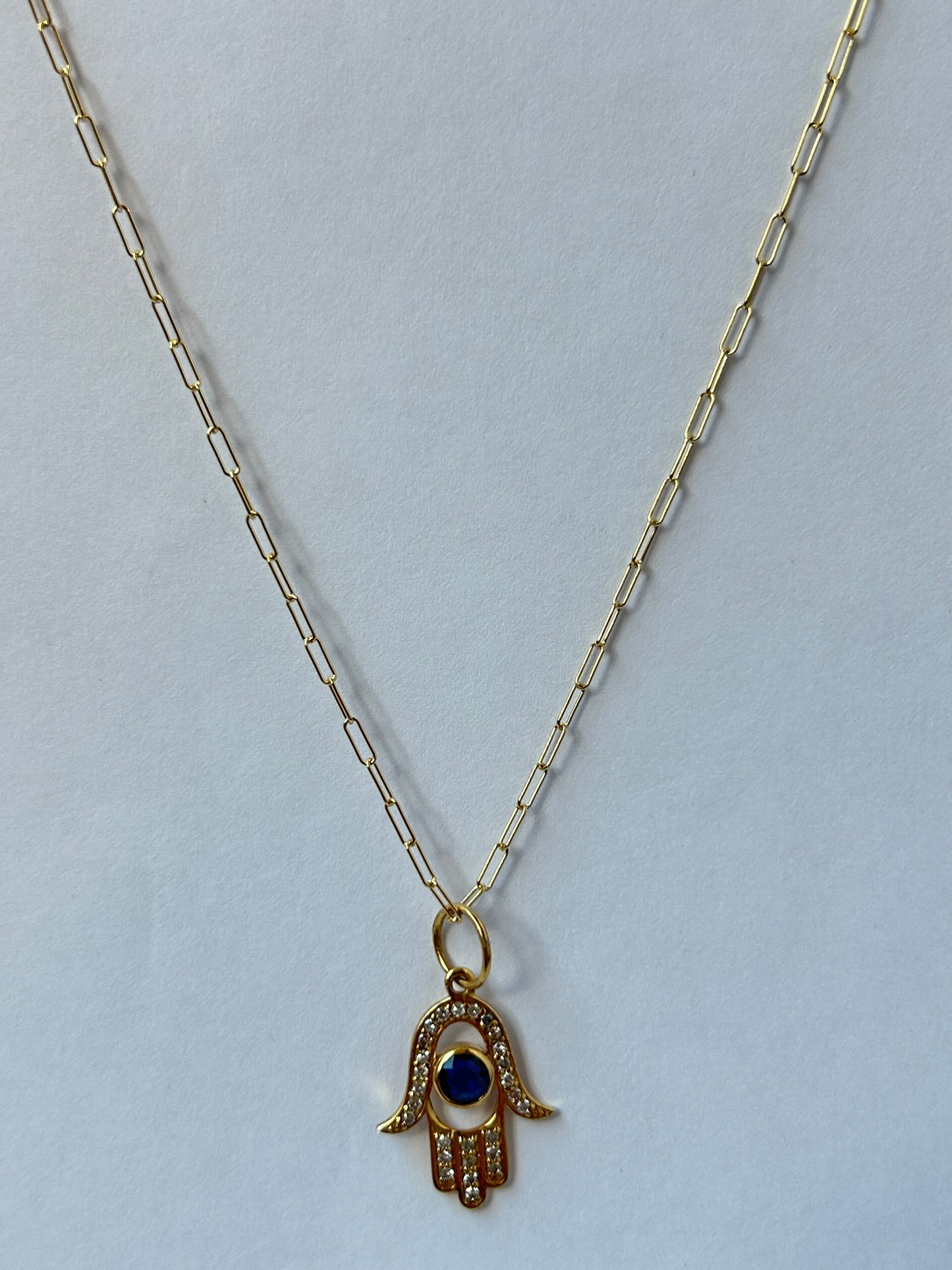 Hamsa Hand 14k Solid Gold Diamond Pendants