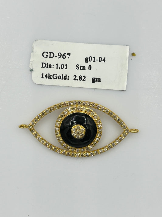 Evil Eye 14k Solid Gold Diamond Pendants
