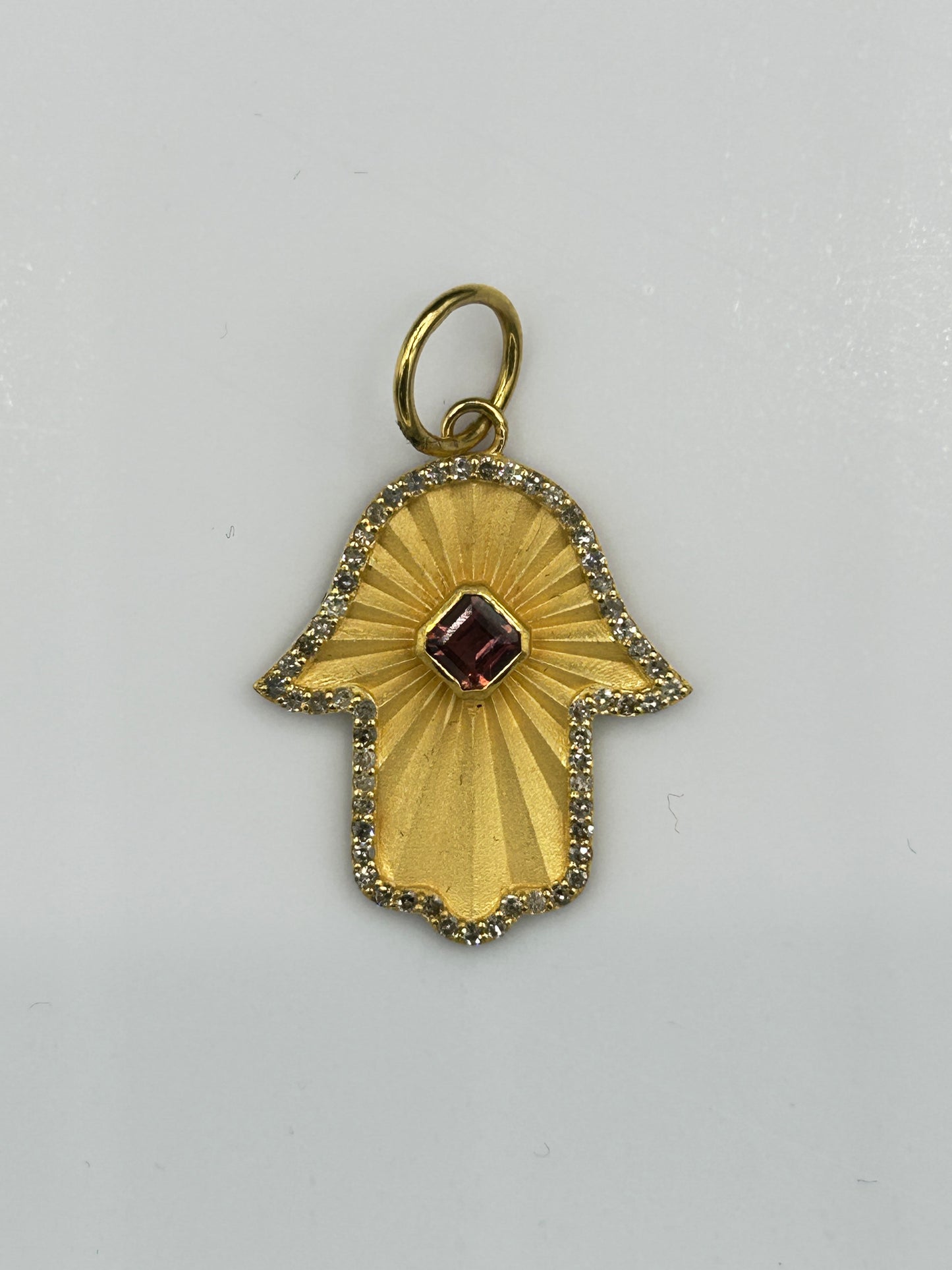 Hamsa hand 14k Solid Gold Diamond Pendants