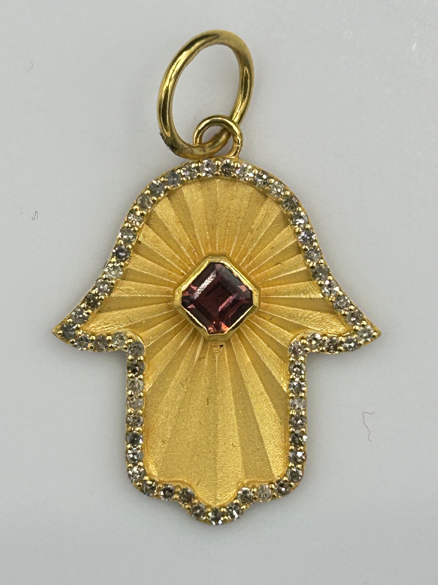 Hamsa hand 14k Solid Gold Diamond Pendants