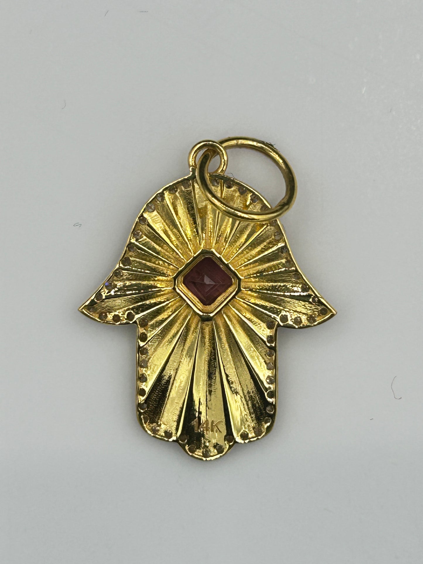 Hamsa hand 14k Solid Gold Diamond Pendants