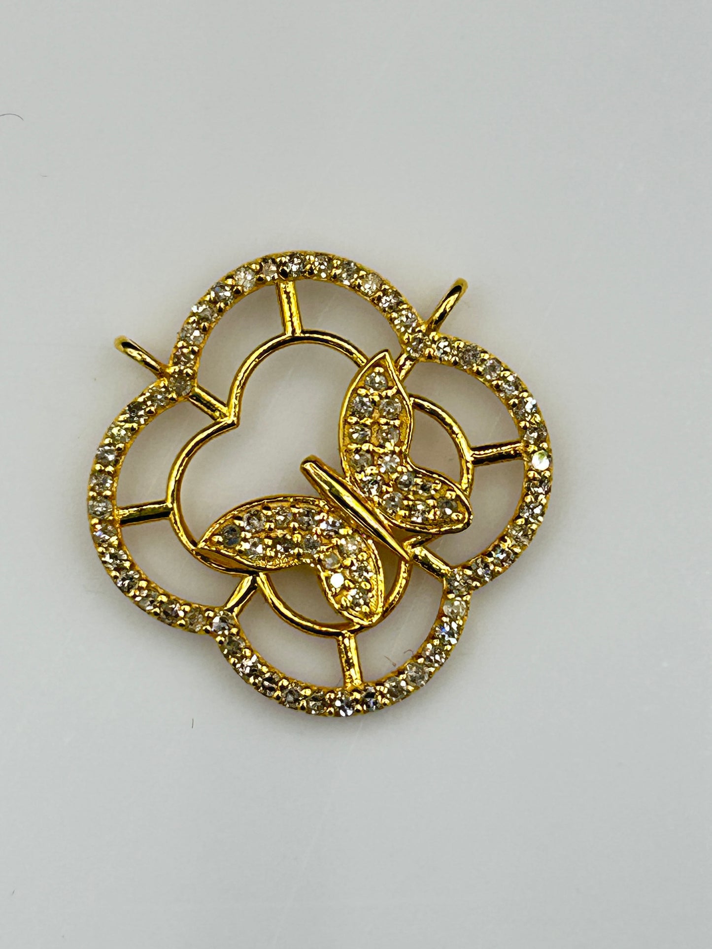 Butterfly 14k Solid Gold Diamond Pendants