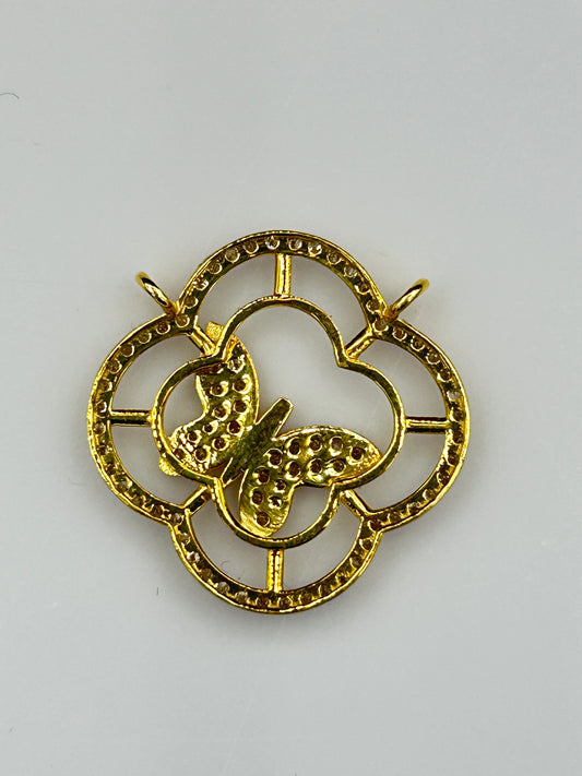 Butterfly 14k Solid Gold Diamond Pendants