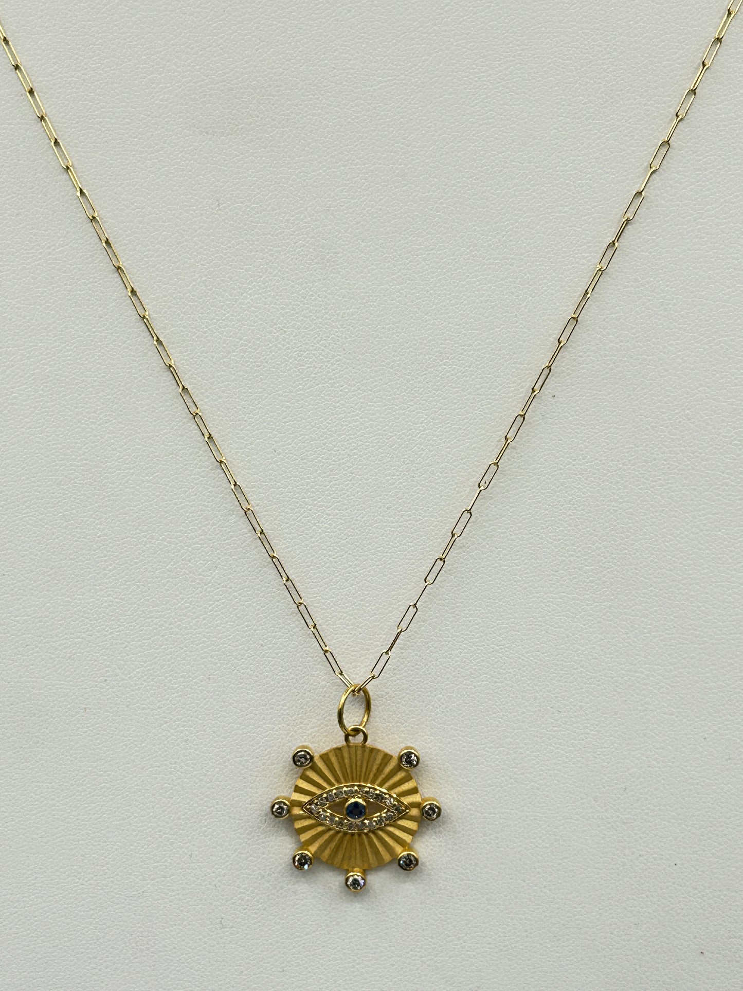 Evil Eye 14k Solid Gold Diamond Pendants