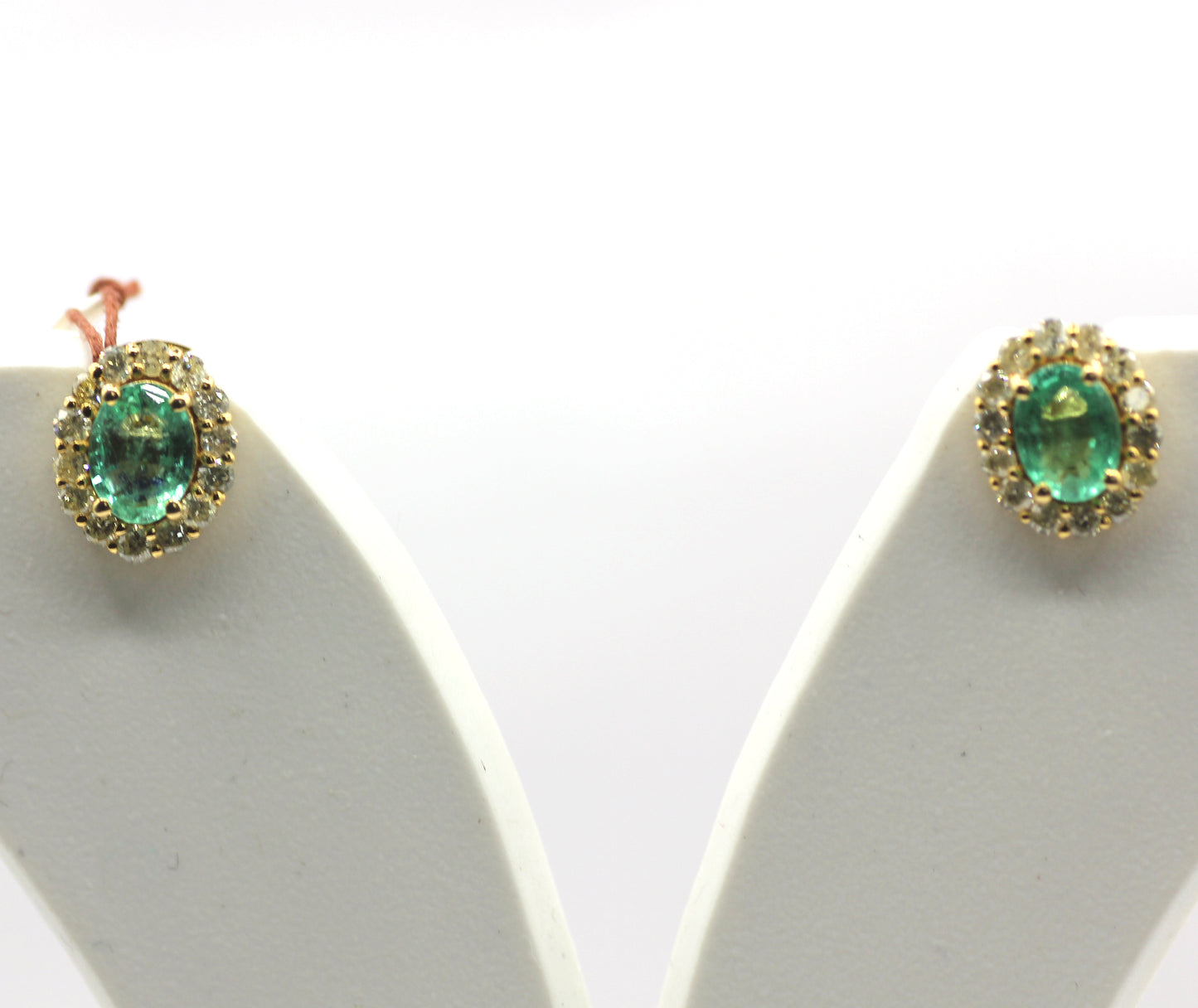 Emerald 14k Gold Diamond Stud Earring
