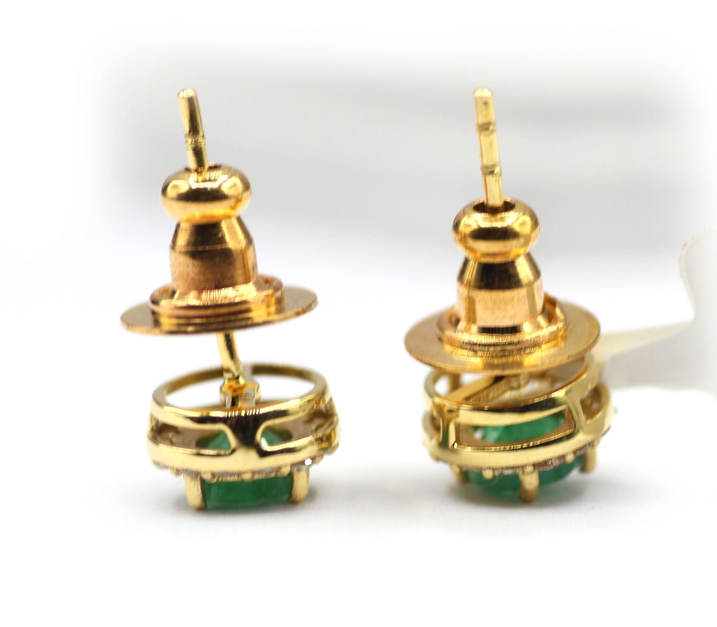Emerald 14k Gold Diamond Stud Earring