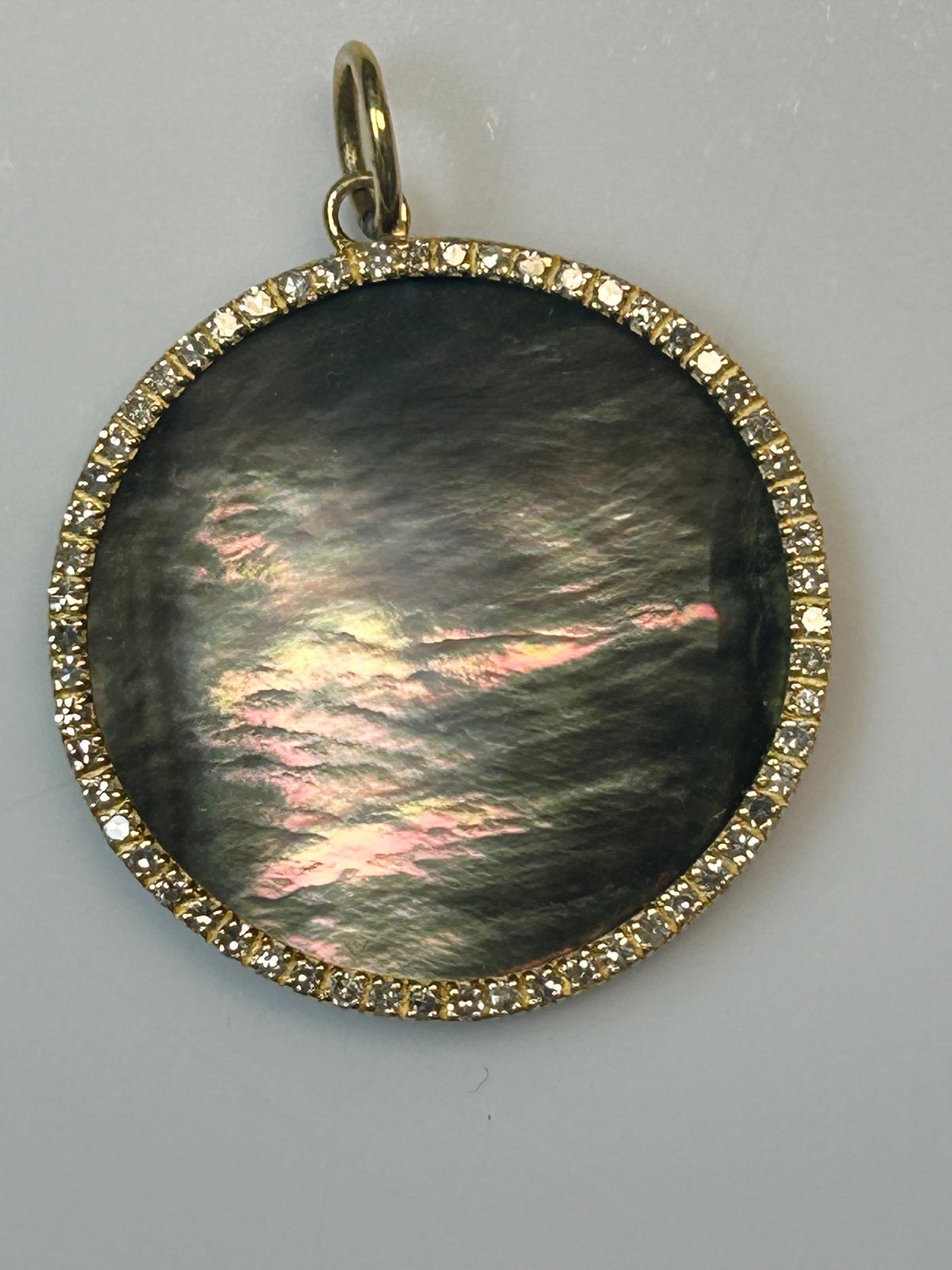 Round 14k Solid Gold Diamond Pendants