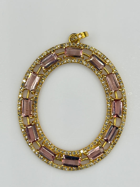 Oval 14k Solid Gold Diamond Pendants