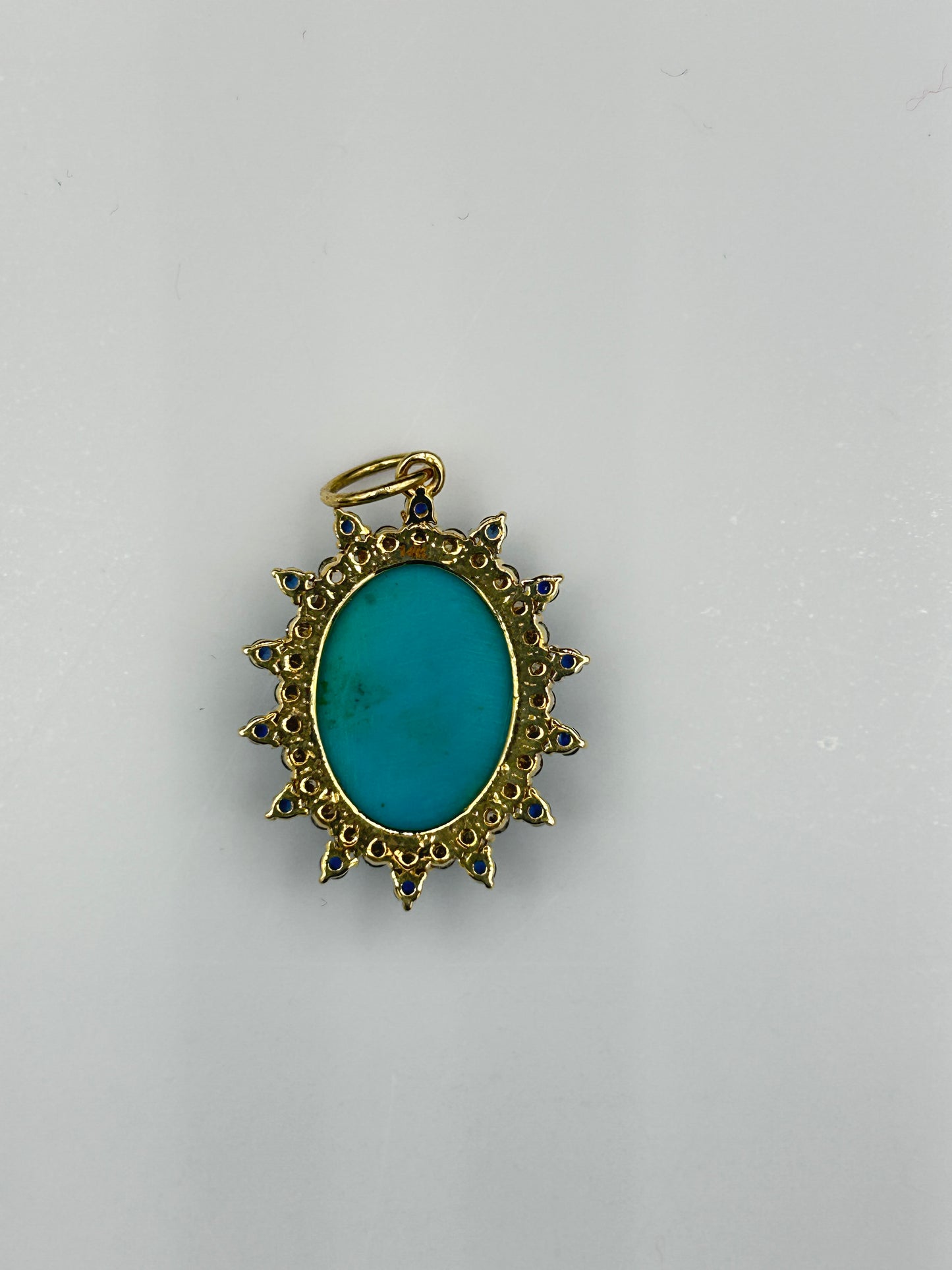 Oval 14k Solid Gold Diamond Pendants