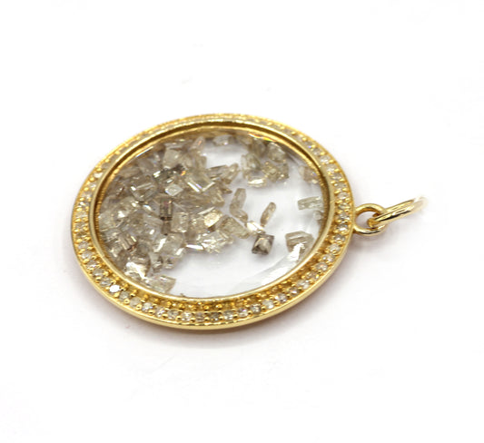 Round 14k Solid Gold Diamond Pendants