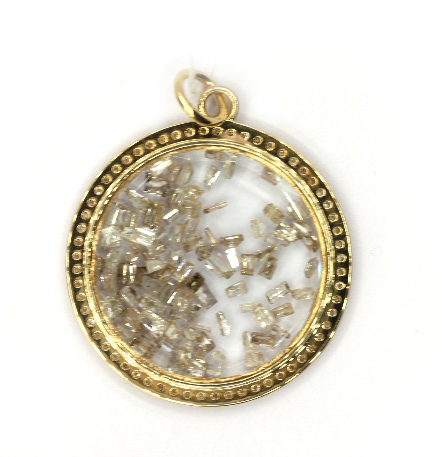 Round 14k Solid Gold Diamond Pendants