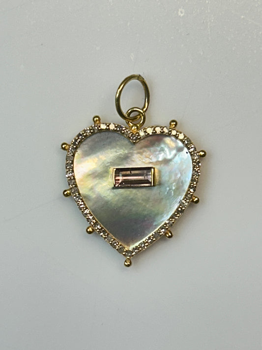 Heart 14k Solid Gold Diamond Pendants