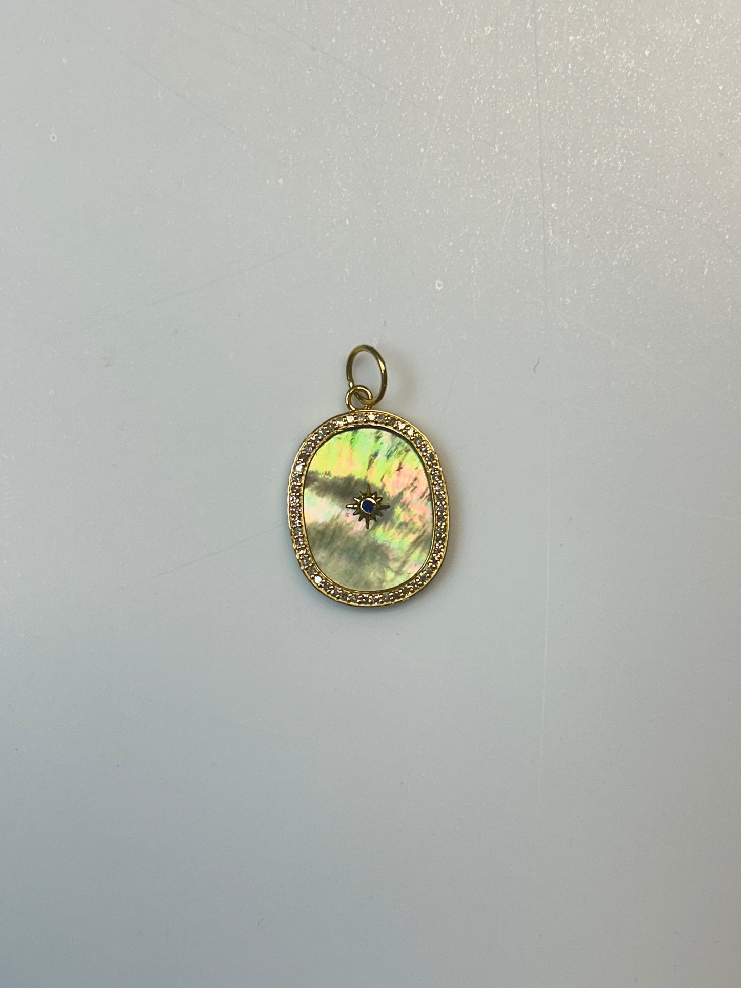 Oval 14k Solid Gold Diamond Pendants
