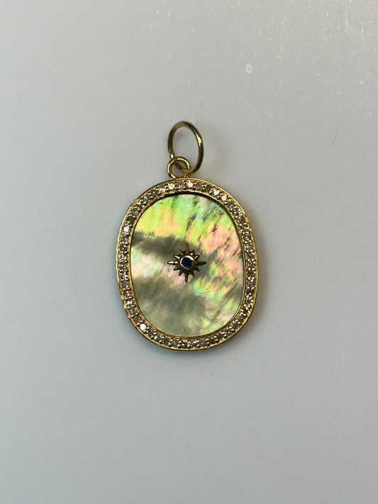 Oval 14k Solid Gold Diamond Pendants