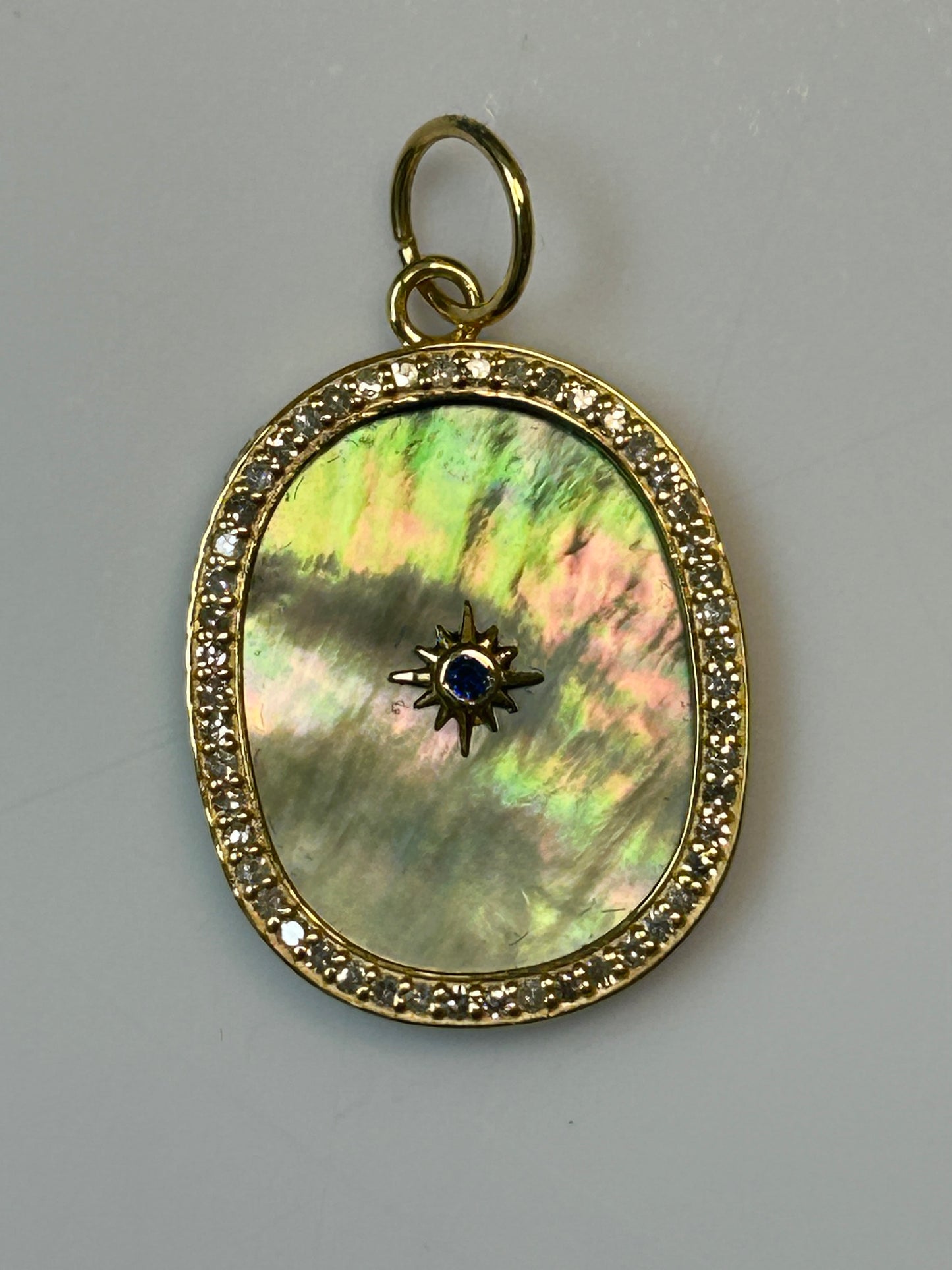 Oval 14k Solid Gold Diamond Pendants
