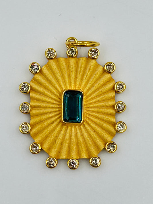 Rectangle 14k Solid Gold Diamond Pendants