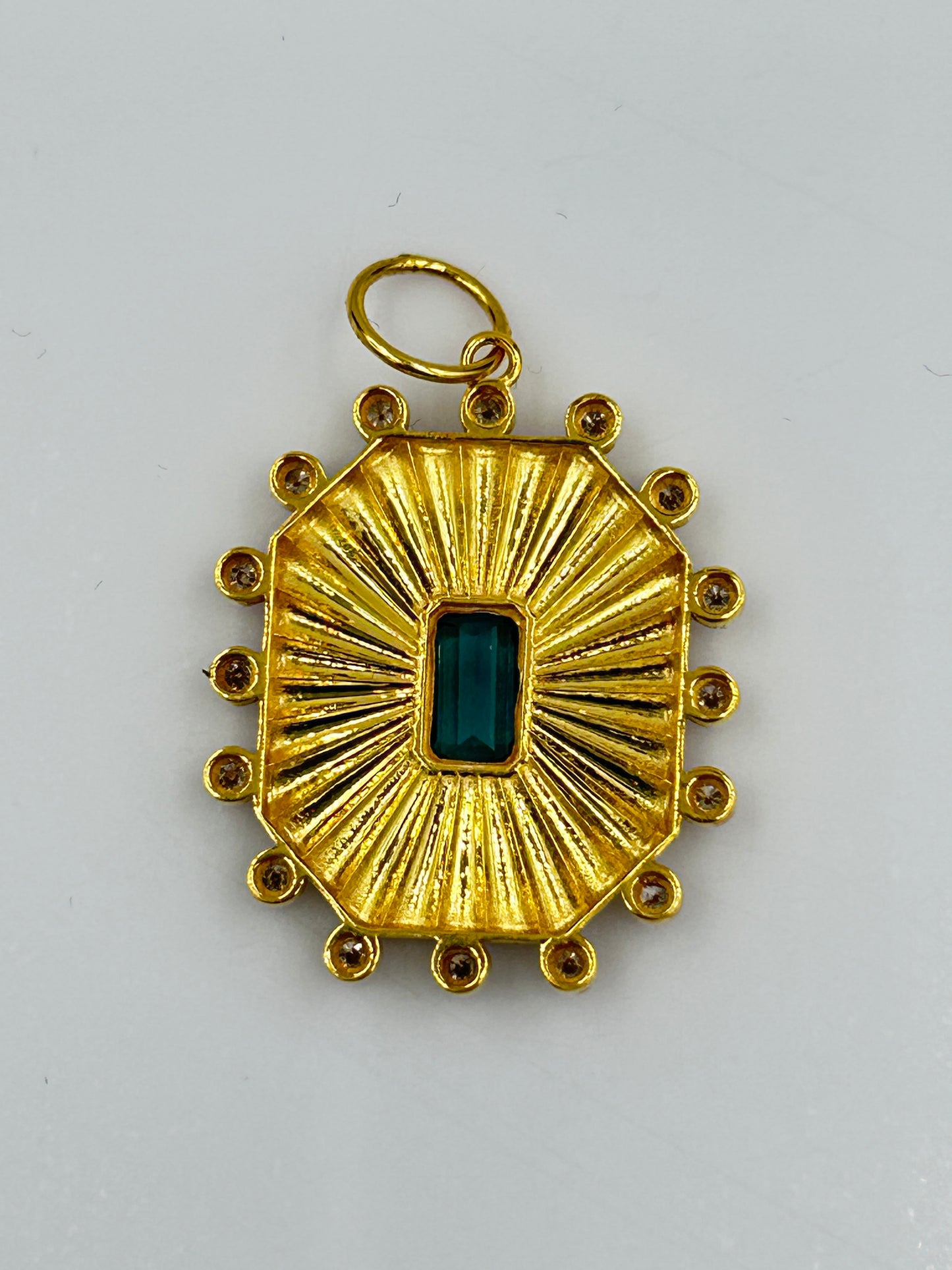 Rectangle 14k Solid Gold Diamond Pendants