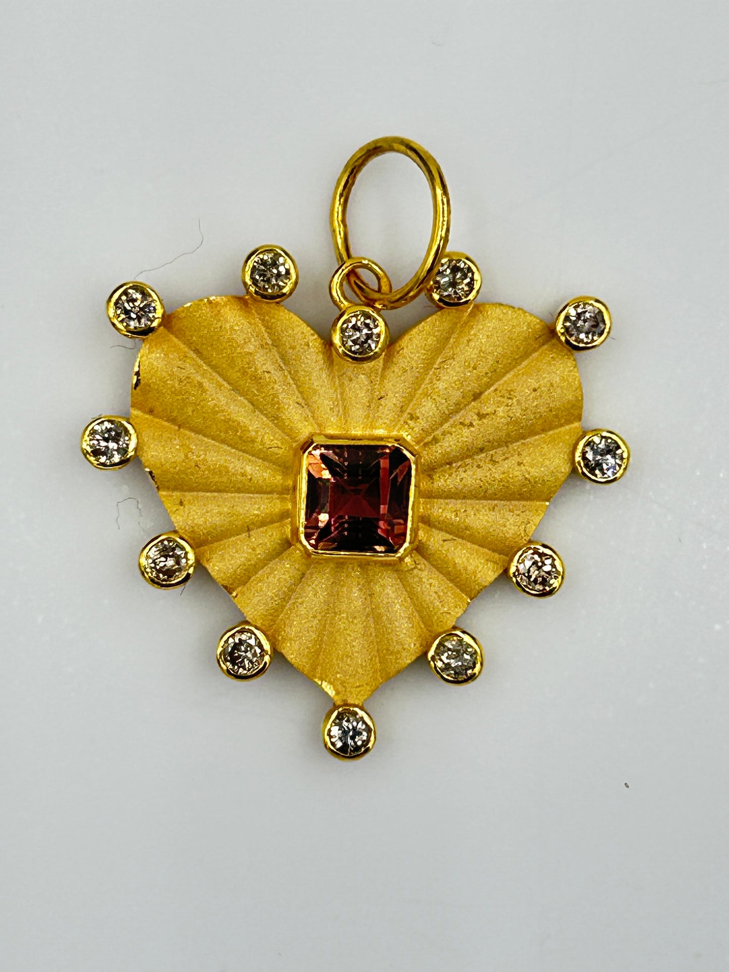 Heart 14k Solid Gold Diamond Pendants