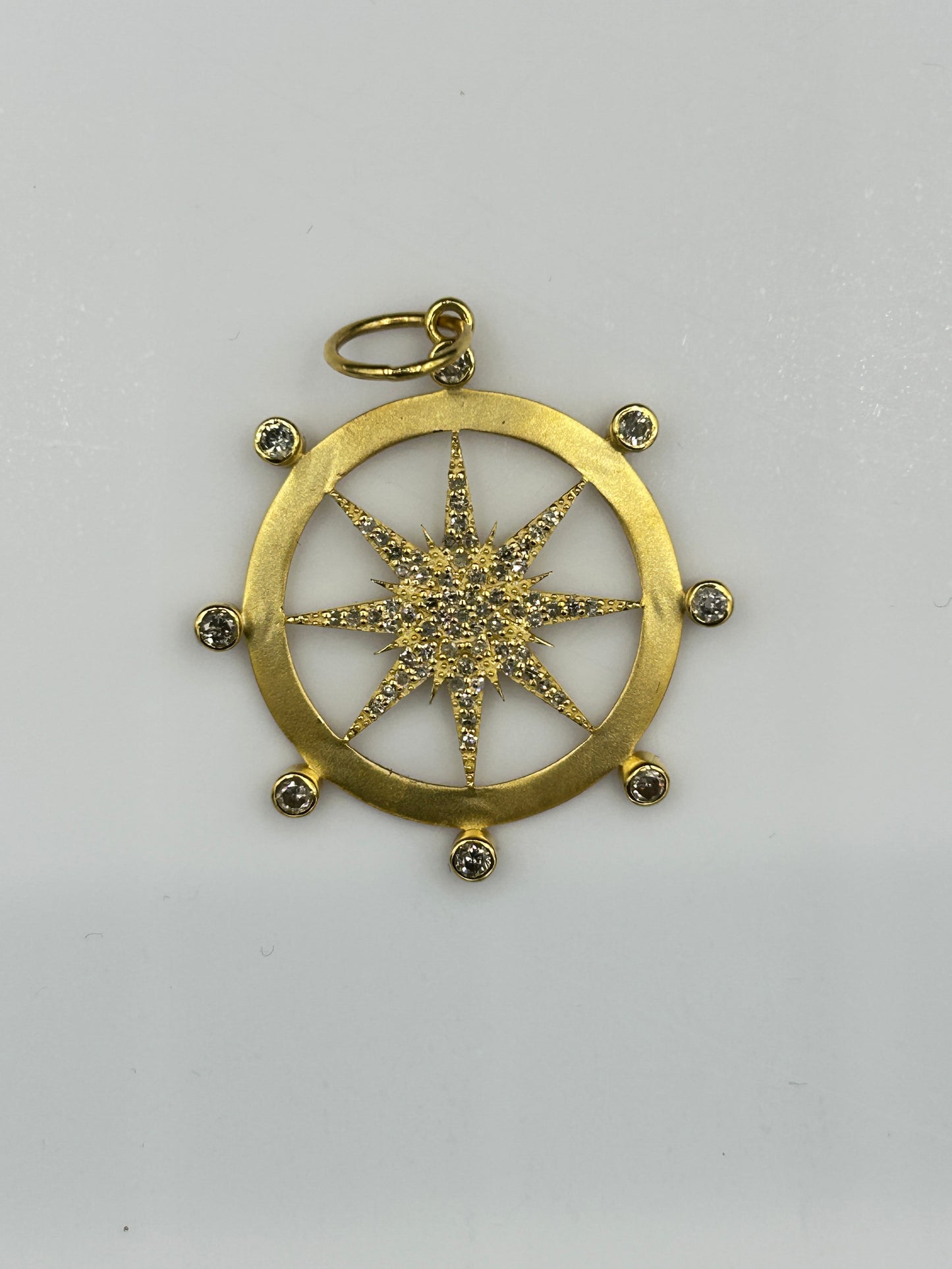 Round 14k Solid Gold Diamond Pendants