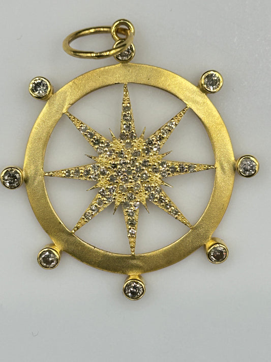 Round 14k Solid Gold Diamond Pendants