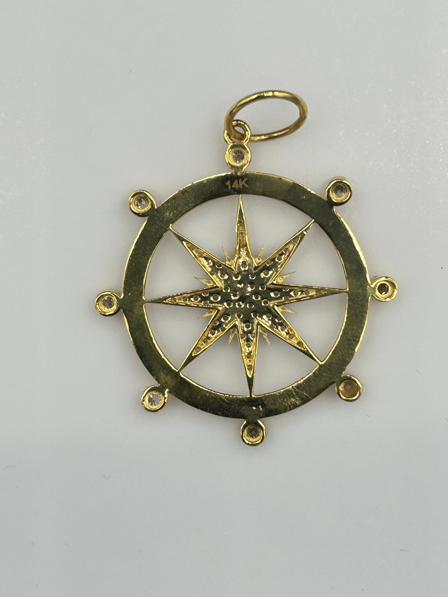 Round 14k Solid Gold Diamond Pendants