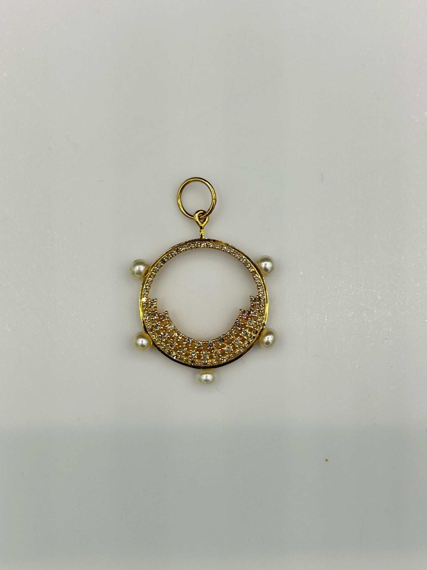 Round 14k Solid Gold Diamond Pendants