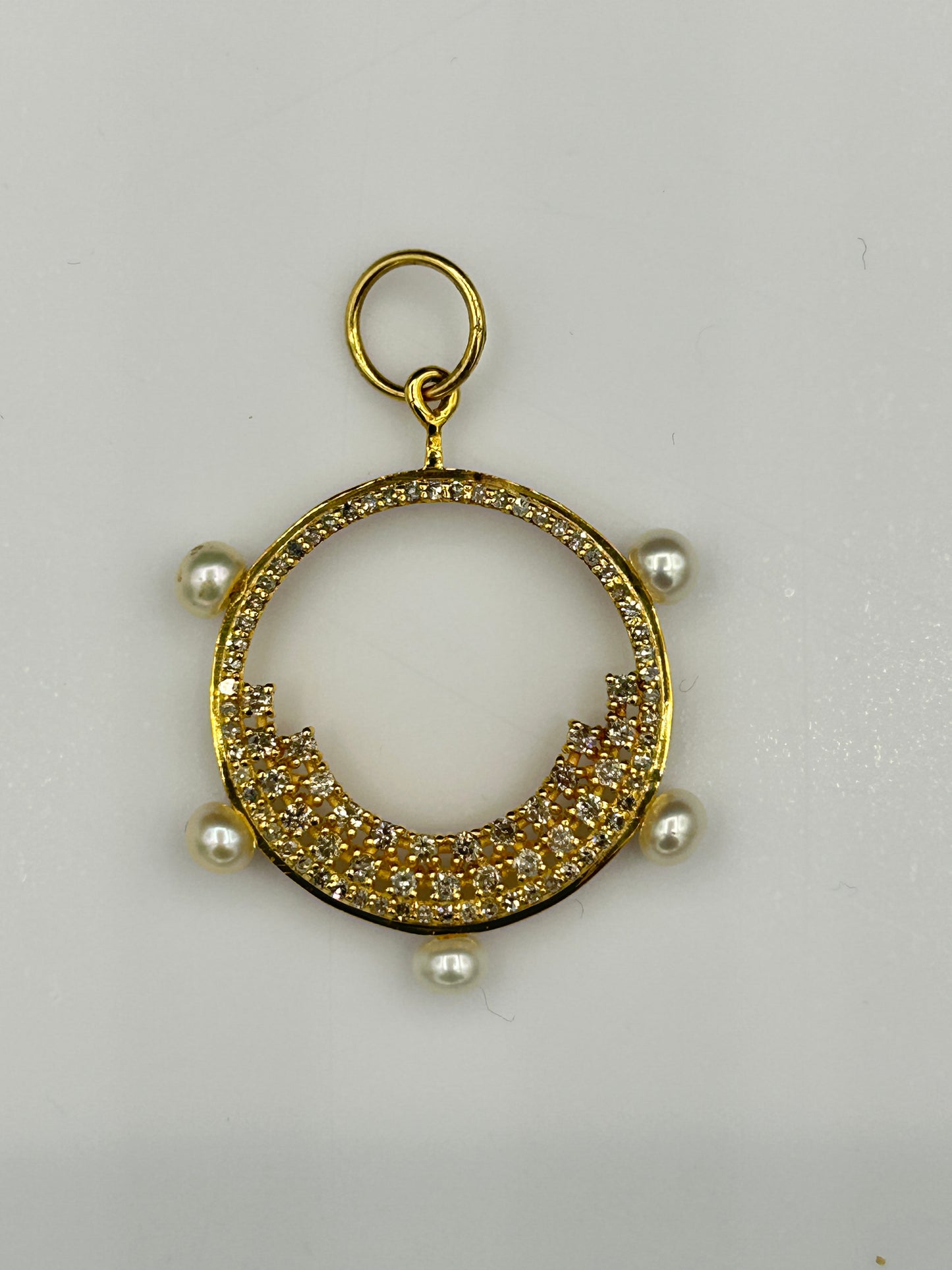 Round 14k Solid Gold Diamond Pendants